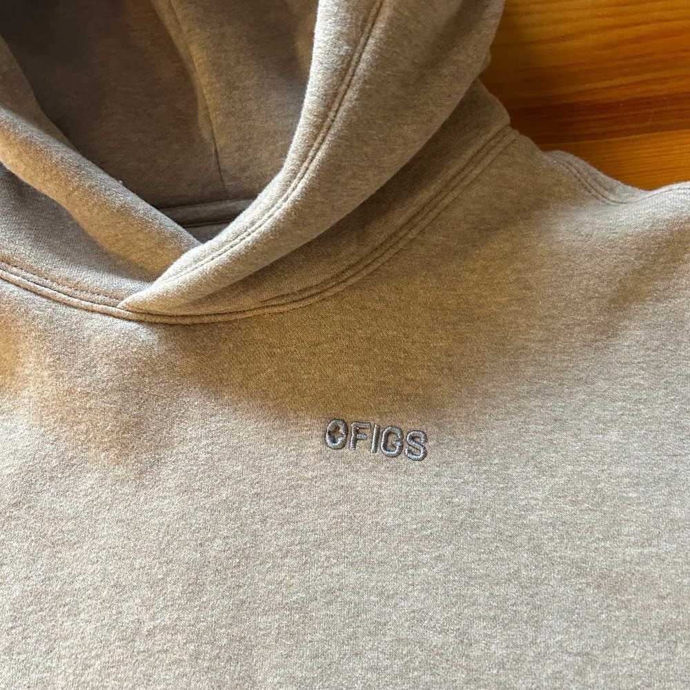 Figs Off Shift Hoodie Small  light brown